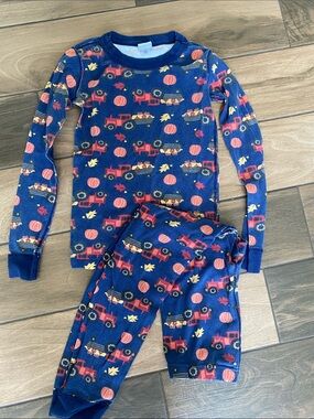 Hanna Andersson Blue Pumpkin & Tractor Pajama Set